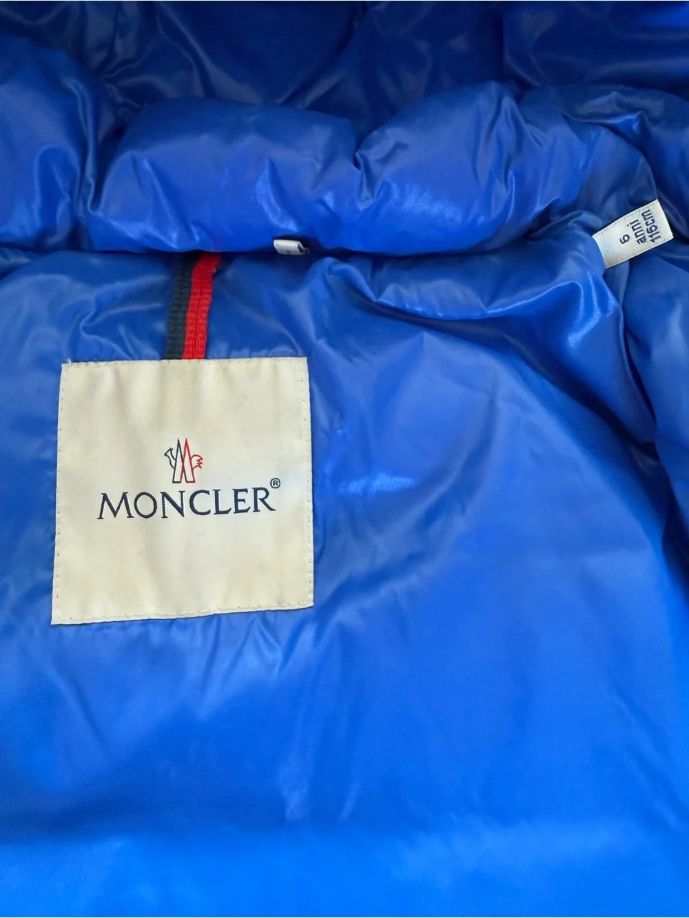 Moncler New Maya Boys Down Jacket in blue, size 6